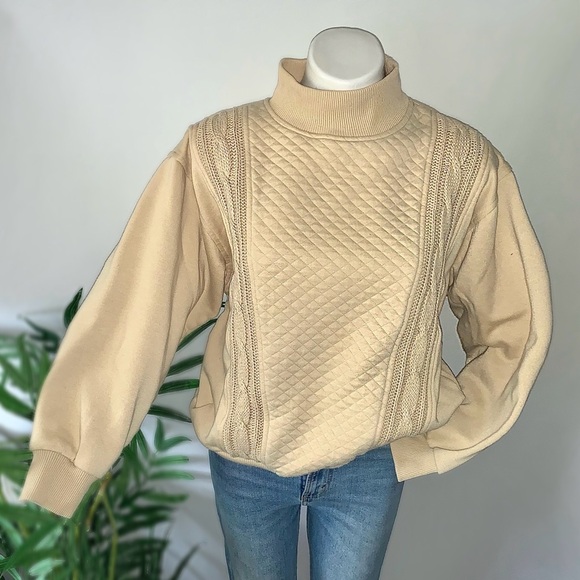 v i n t a g e :: Unique Quilted Slouchy Cable Knit...